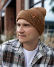 Load image into Gallery viewer, HAAKWEAR Camel Brown Beanie - Classic Knit Cuffed Hat Made in USA
