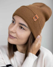 Load image into Gallery viewer, HAAKWEAR Camel Brown Beanie - Classic Knit Cuffed Hat Made in USA
