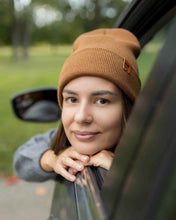 Load image into Gallery viewer, HAAKWEAR Camel Brown Beanie - Classic Knit Cuffed Hat Made in USA
