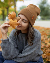 Load image into Gallery viewer, HAAKWEAR Camel Brown Beanie - Classic Knit Cuffed Hat Made in USA
