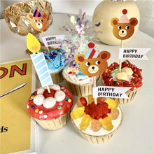 Load image into Gallery viewer, Bear Candle Birthday Cake Props Topper Card Cute Fantasy Cup Dessert Smiley  Love Bear  Table Dress Up Cake Props Party Cake Decor Supplies Toppers Birthday Cupcake Topper Various Cake Decorations for Birthday Party Photo Prop
