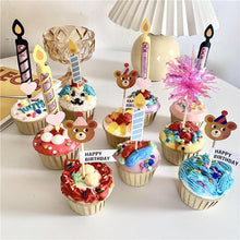 Load image into Gallery viewer, Bear Candle Birthday Cake Props Topper Card Cute Fantasy Cup Dessert Smiley  Love Bear  Table Dress Up Cake Props Party Cake Decor Supplies Toppers Birthday Cupcake Topper Various Cake Decorations for Birthday Party Photo Prop
