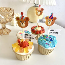 Load image into Gallery viewer, Bear Candle Birthday Cake Props Topper Card Cute Fantasy Cup Dessert Smiley  Love Bear  Table Dress Up Cake Props Party Cake Decor Supplies Toppers Birthday Cupcake Topper Various Cake Decorations for Birthday Party Photo Prop
