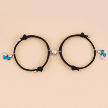 Load image into Gallery viewer, Beautiful Bracelets Set For Couple Mutual Attraction Braided Rope Couple Bracelets Blue Butterfly Relationship Matching Bracelet Set Heart Magnet Mutual Attraction Rope Bracelets Lover Gifts For Best Friend Women Men
