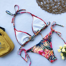 Load image into Gallery viewer, Beautiful Multicolored Women High Waist Bikini Swimwear Women Halter Push Up Bikini Set Swimsuit Women's Flower Print Bikini High Waist Beach Swimsuits Sporty Two Piece Bathing Suit Female Beach Wear Bathing Suit
