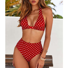 Load image into Gallery viewer, Beautiful Multicolored Women High Waist Bikini Swimwear Women Halter Push Up Bikini Set Swimsuit Women's Flower Print Bikini High Waist Beach Swimsuits Sporty Two Piece Bathing Suit Female Beach Wear Bathing Suit
