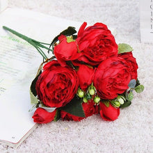 Load image into Gallery viewer, Beautiful Rose Peony Artificial Silk Eucalyptus Fake Flowers Small bouquet Flores Home Party Spring Wedding Decoration Artificial Silk Rose Flower Bouquet Lifelike Fake Rose for Wedding Home Party Decoration Event Gift
