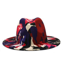 Load image into Gallery viewer, Beautiful Two Tone Luxury Fedora Hat Men's and Women's Hat Unique Retro Design Men's Fedoras Hat Colorful Fedoras Jazz Cap Elegant Soft Hat Wide Brim Party Hats 56-58CM
