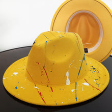 Load image into Gallery viewer, Beautiful Two Tone Luxury Fedora Hat Men's and Women's Hat Unique Retro Design Men's Fedoras Hat Colorful Fedoras Jazz Cap Elegant Soft Hat Wide Brim Party Hats 56-58CM
