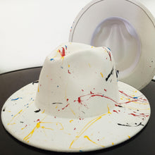 Load image into Gallery viewer, Beautiful Two Tone Luxury Fedora Hat Men's and Women's Hat Unique Retro Design Men's Fedoras Hat Colorful Fedoras Jazz Cap Elegant Soft Hat Wide Brim Party Hats 56-58CM
