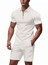 Load image into Gallery viewer, Men's Plus Size Quarter Zip Short Sleeve Top and Shorts Set
