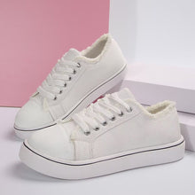 Load image into Gallery viewer, Women's Lace-Up Canvas Sneakers – Lightweight Flat Low-Top
