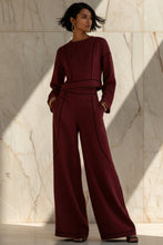 Load image into Gallery viewer, Women's Cropped Long-Sleeve Top &amp; Ultra-Wide Palazzo Pants Set
