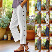 Load image into Gallery viewer, Cropped Pants With Decorative Buttons Along the Side Seams
