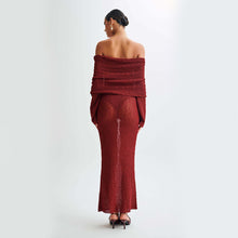 Load image into Gallery viewer, New One-shoulder Knitted Long-sleeved Dress Sexy Beach Holiday Long Dresses Womens Clothing
