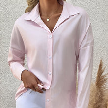 Load image into Gallery viewer, Women's Striped Lapel Long Sleeved Shirt Top
