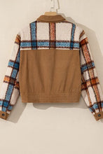Load image into Gallery viewer, Plaid Corduroy Flap Pockets Button Up Jacket Trendy Outerwear With Classic Flap Pockets For Casual Comfort
