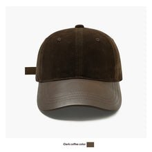 Load image into Gallery viewer, Women's Retro Suede Patchwork Baseball Cap – Leather Brim Dome Crown
