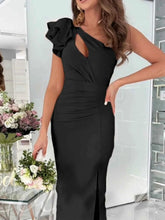 Load image into Gallery viewer, Cutout One Shoulder Ruffle : Split Dress

