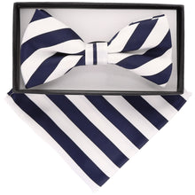 Load image into Gallery viewer, Vittorio Farina Striped Bow Tie &amp; Pocket Square
