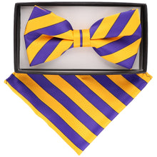 Load image into Gallery viewer, Vittorio Farina Striped Bow Tie &amp; Pocket Square
