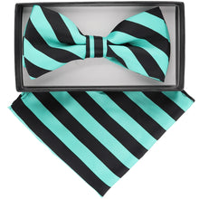Load image into Gallery viewer, Vittorio Farina Striped Bow Tie &amp; Pocket Square

