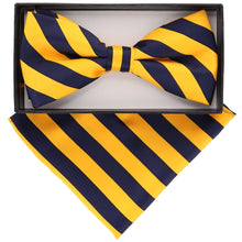 Load image into Gallery viewer, Vittorio Farina Striped Bow Tie &amp; Pocket Square
