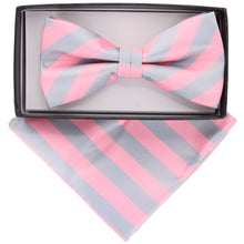 Load image into Gallery viewer, Vittorio Farina Striped Bow Tie &amp; Pocket Square
