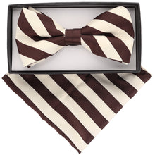 Load image into Gallery viewer, Vittorio Farina Striped Bow Tie &amp; Pocket Square
