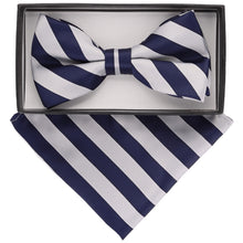 Load image into Gallery viewer, Vittorio Farina Striped Bow Tie &amp; Pocket Square
