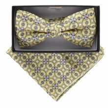 Load image into Gallery viewer, Vittorio Farina Geometric Designer Bow Tie &amp; Pocket Square
