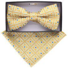 Load image into Gallery viewer, Vittorio Farina Geometric Designer Bow Tie &amp; Pocket Square
