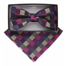 Load image into Gallery viewer, Vittorio Farina Geometric Designer Bow Tie &amp; Pocket Square
