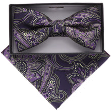 Load image into Gallery viewer, Vittorio Farina Paisley Designer Bow Tie &amp; Pocket Square
