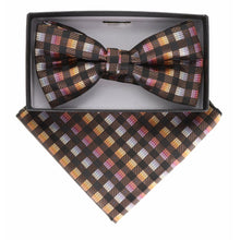 Load image into Gallery viewer, Vittorio Farina Geometric Designer Bow Tie &amp; Pocket Square
