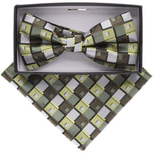Load image into Gallery viewer, Vittorio Farina Geometric Designer Bow Tie &amp; Pocket Square
