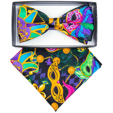 Load image into Gallery viewer, Vittorio Farina Mardi Gras Printed Bow Tie and Pocket Square
