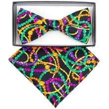 Load image into Gallery viewer, Vittorio Farina Mardi Gras Printed Bow Tie and Pocket Square
