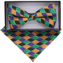 Load image into Gallery viewer, Vittorio Farina Mardi Gras Printed Bow Tie and Pocket Square
