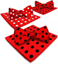 Load image into Gallery viewer, Vittorio Farina Polka Dot Bow Tie &amp; Pocket Square by Classy Cufflink
