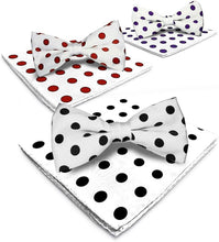 Load image into Gallery viewer, Vittorio Farina Polka Dot Bow Tie &amp; Pocket Square by Classy Cufflink
