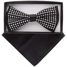 Load image into Gallery viewer, VITTORIO FARINA Rhinestone Bowtie &amp; Pocket Square
