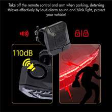 Load image into Gallery viewer, Bicycle Alarm Taillight Anti Theft USB Rechargeable Bicycle Rear Tail Light Turn Signal Warning Cycling Light Bike Alarm With Remote Rechargeable Rear Bike Light Waterproof Auto ON/Off Bicycle Lights Bike Turn Signals Brake Light
