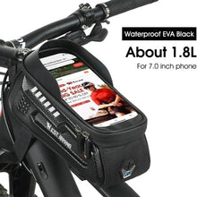 Load image into Gallery viewer, Bicycle Bag Phone Bag Waterproof Front Frame Cycling Bag Sensitive Touch Screen Road Bike Bag Bicycle Phone Bag Bike Phone Holder EVA Waterproof Handlebar Bag With Sensitive Bike Phone Front Frame Bag Bicycle Bag Phone Mount Top Tube Bag Bike 6.0-7.4 Inch

