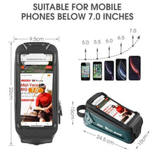Load image into Gallery viewer, Bicycle Bag Phone Bag Waterproof Front Frame Cycling Bag Sensitive Touch Screen Road Bike Bag Bicycle Phone Bag Bike Phone Holder EVA Waterproof Handlebar Bag With Sensitive Bike Phone Front Frame Bag Bicycle Bag Phone Mount Top Tube Bag Bike 6.0-7.4 Inch
