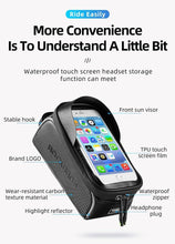 Load image into Gallery viewer, Bicycle Bag Waterproof Touch Screen Cycling Bag Top Front Tube Frame Road Bike Bag 6.5 Phone Case Bike Accessories Bike Phone Top Tube Bag Bicycle Front Frame Storage Bag Cell Phone Mount Holder Bag Case With Touch Screen Waterproof

