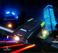 Load image into Gallery viewer, Bicycle Front Light USB Rechargeable Smart Headlight With Horn LED Bike Lamp Headlight Waterproof Bicycle Light With Horn Speaker Touch Switch USB Power Display 4000mAh
