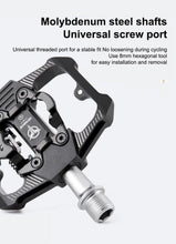 Load image into Gallery viewer, Bicycle Lock Pedal 2 In 1 With Free Cleat For Road Bikes Aluminum Anti-slip Sealed Bearing Lock Accessories Bike Clip In Pedals Cleats Included Suitable For Spin Bike Exercise Bike Indoor Bike

