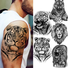 Load image into Gallery viewer, Big Black Tiger Tattoos Waterproof Leopard Tatoos Large Monster Body Arm Legs Tattoo Cool Tiger Face Temporary Tattoos For Women Men
