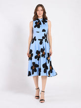 Load image into Gallery viewer, Big Flower Print Mdii  Dress With Gathered Neck
